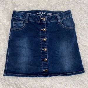 Girls - super stretch denim button up skirt